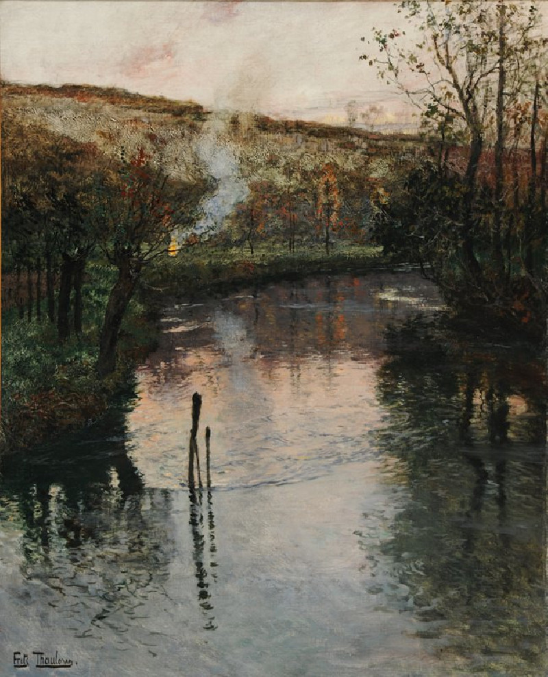 Soleil couchant sur l’Arques à Péquigny reproduction of painting by Frits Thaulow. ALL GICLEE PRINTS