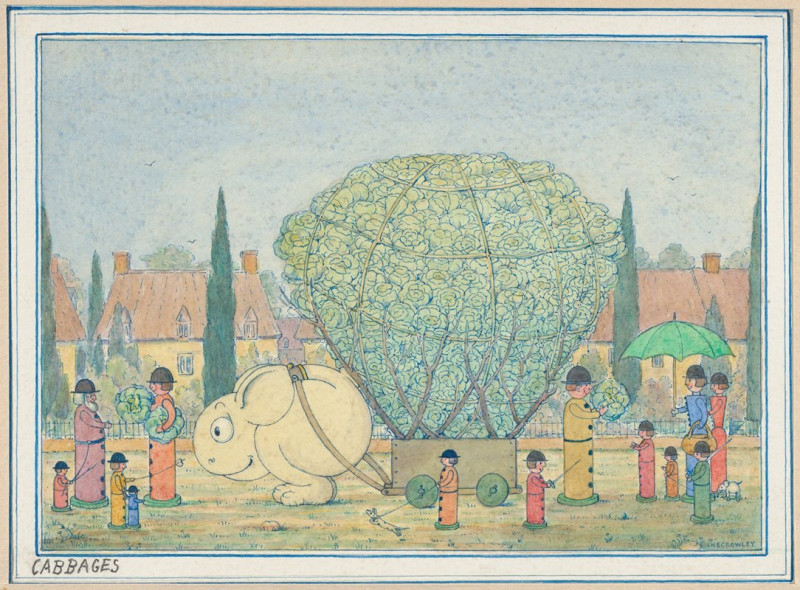 Cabbages, a ‘Wiggle Much’ design (circa 1910) reproduction of painting by Herbert Crowley. ALL GICLEE PRINTS