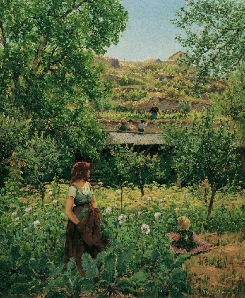 Mädchen Im Mohn (1892) reproduction of painting by Theodor Von Hörmann. ALL GICLEE PRINTS