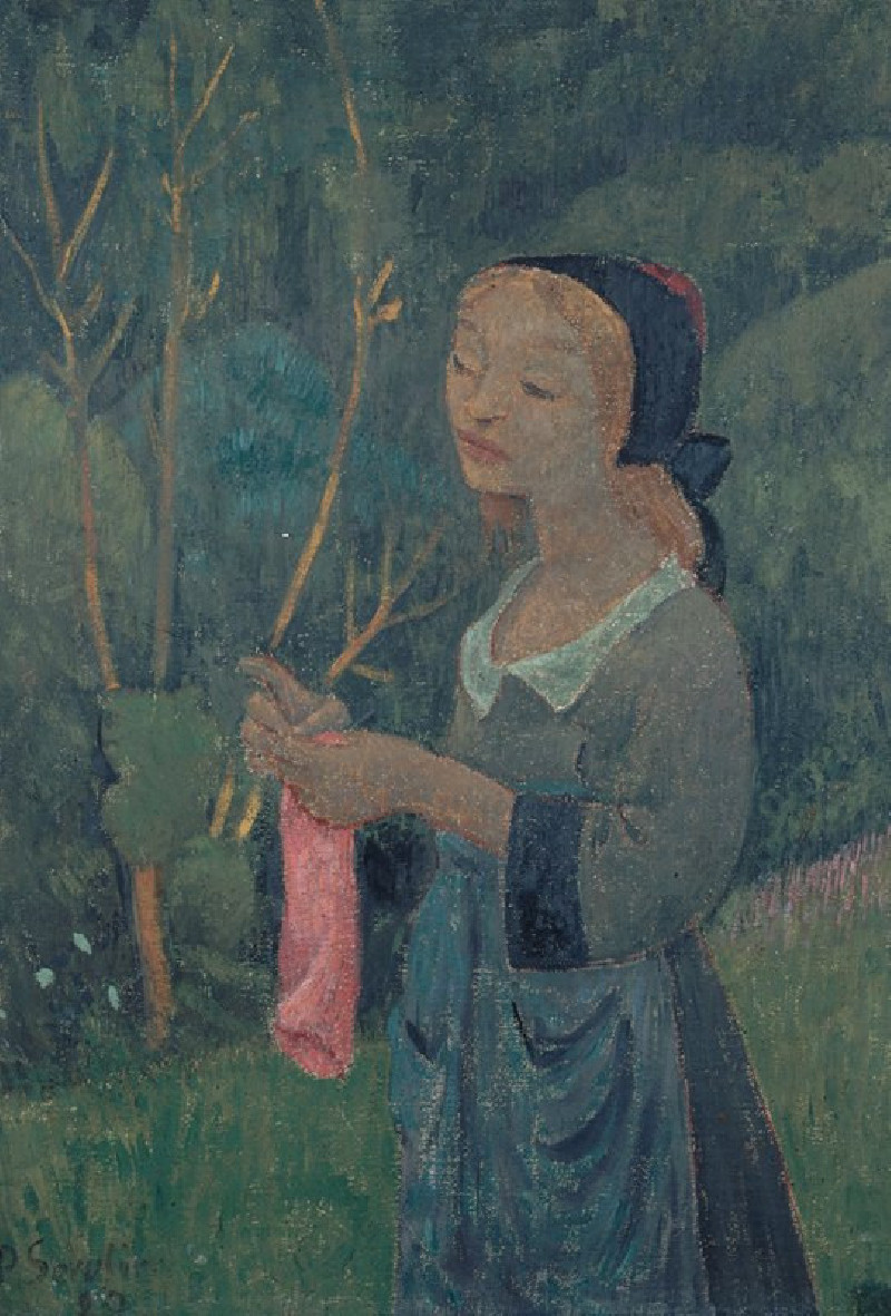 Tricoteuse au bas rose (1920) reproduction of painting by Paul Sérusier. ALL GICLEE PRINTS