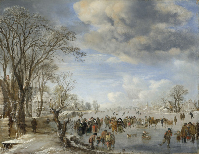 Winter in Holland – Skating Scene (1645) reproduction of painting by Aert van der Neer. ALL GICLEE PRINTS