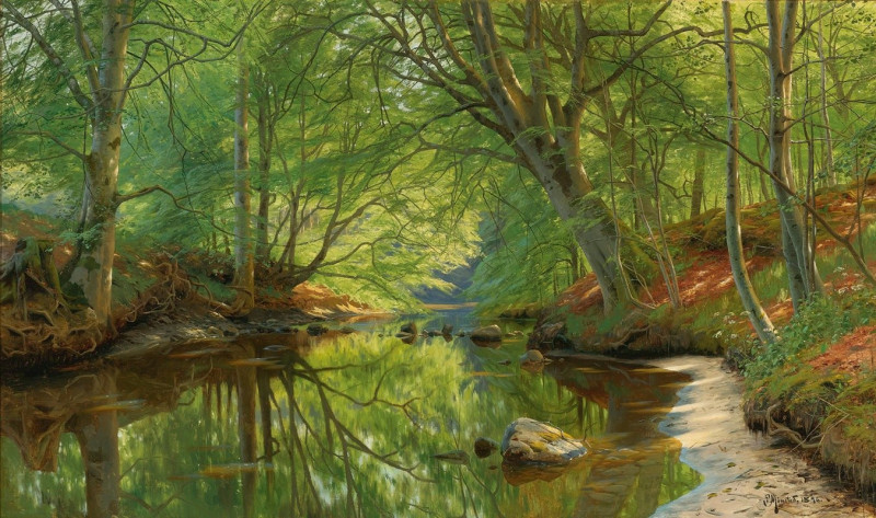 Forest Stream (1896) reproduction of painting by Peder Mørk Mønsted. ALL GICLEE PRINTS