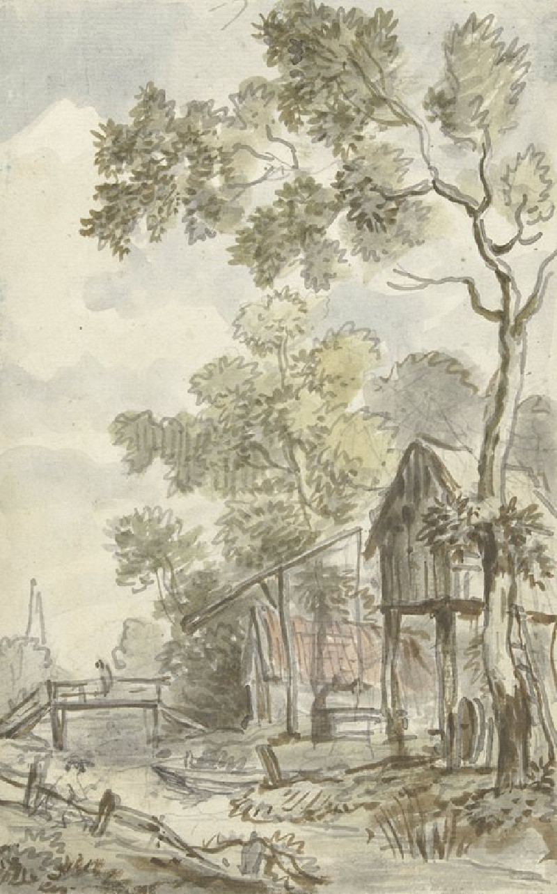 Jurriaan Andriessen reprodukcija Ontwerp voor behangselschildering met Hollands landschap (c. 1752 - c. 1819), VISOS REPRODUK...