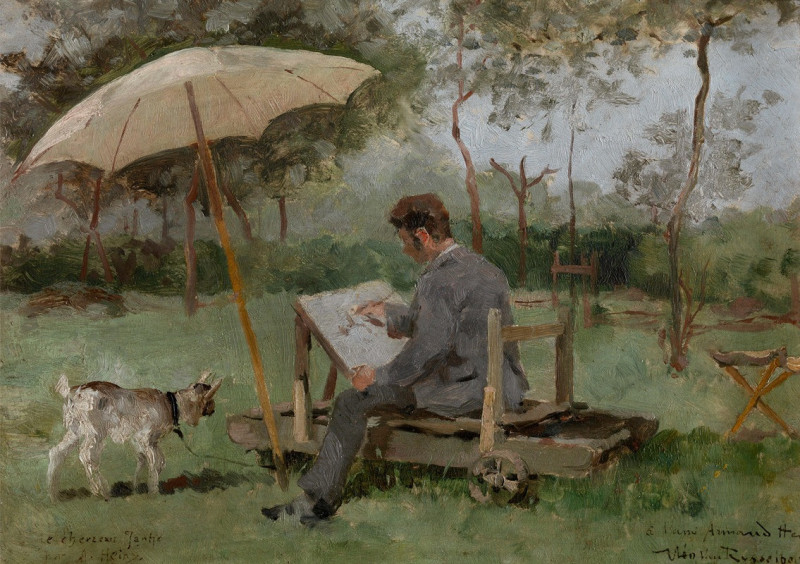 Armand Heins Painting Outdoors (1881) reproduction of painting by Theo van Rysselberghe. ALL GICLEE PRINTS