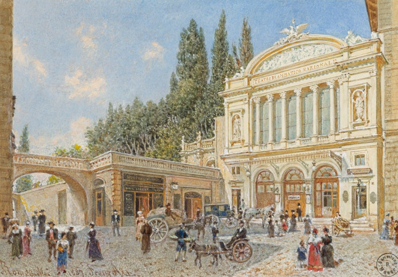 Nationaltheater in Rom (1887) reproduction of painting by Franz Alt. ALL GICLEE PRINTS