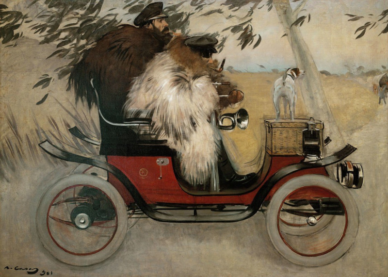 Ramon Casas And Pere Romeu In An Automobile (1901) reproduction of painting by Ramón Casas. ALL GICLEE PRINTS