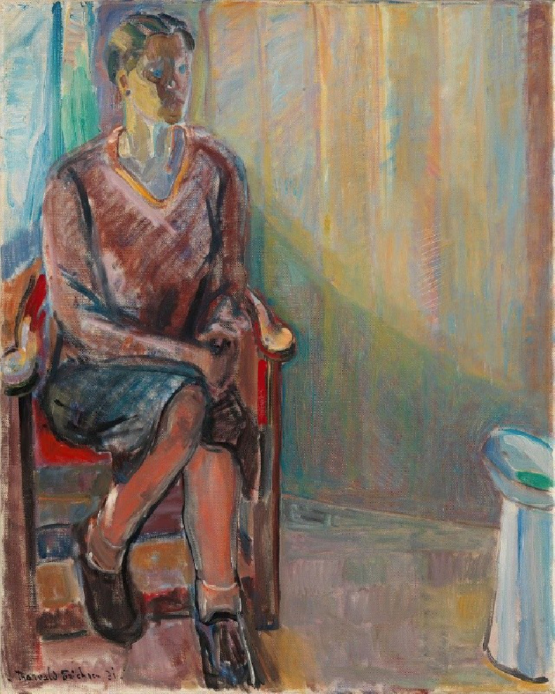 Seated Woman in an Interior (1931) reproduction of painting by Thorvald Erichsen. ALL GICLEE PRINTS