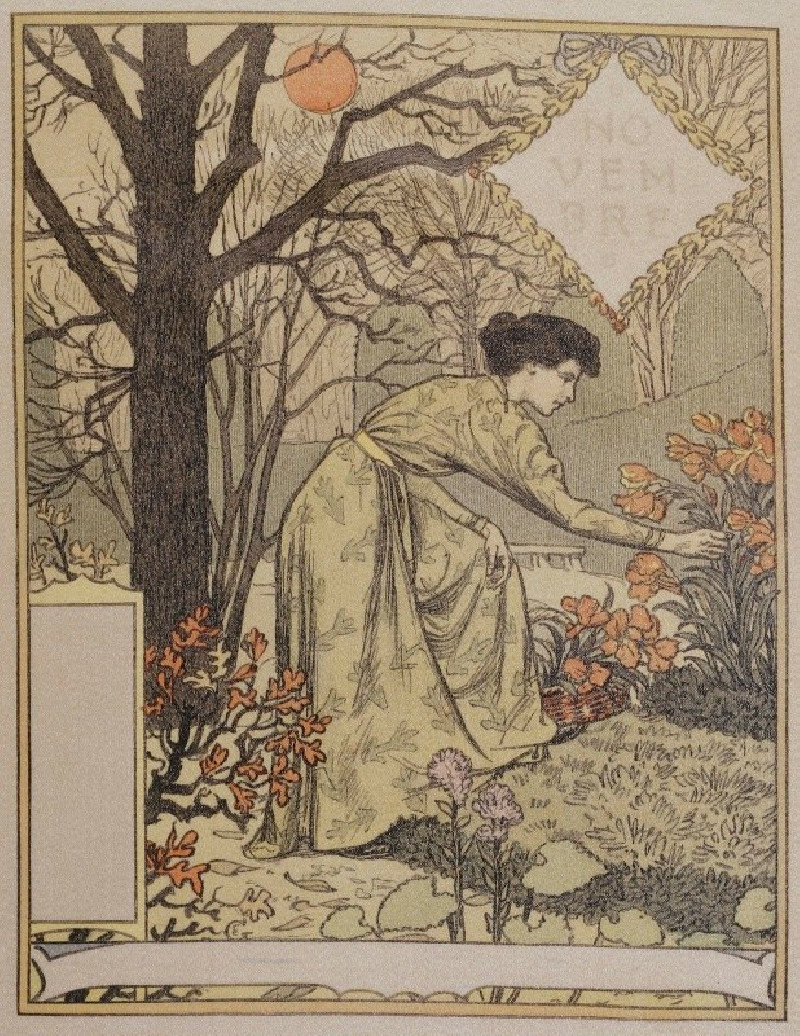 Novembre (1896-1898) reproduction of painting by Eugène Grasset. ALL GICLEE PRINTS