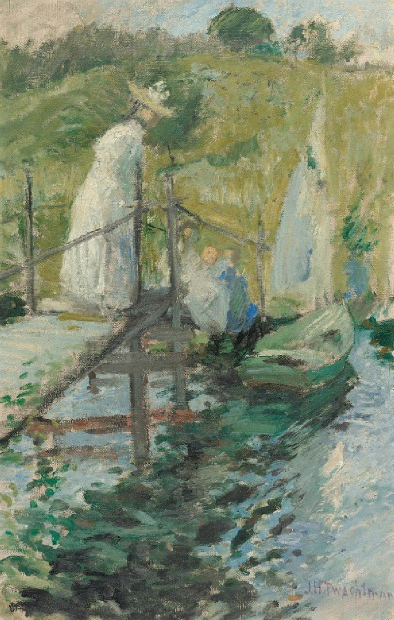 Summer Afternoon (Figures On A Bridge) reproduction of painting by John Henry Twachtman. ALL GICLEE PRINTS