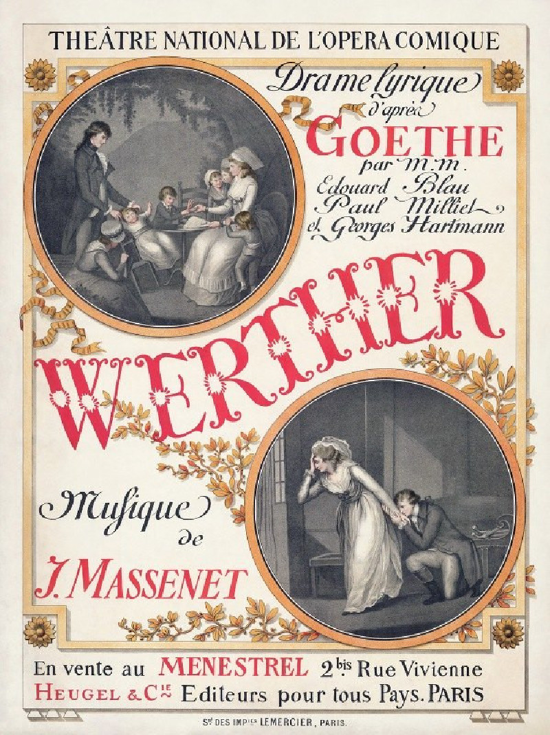 Poster for the première of Jules Massenet’s Werther (1893) reproduction of painting by Eugène Grasset. ALL GICLEE PRINTS