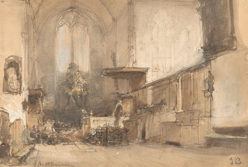 Interieur van de kerk te Oosthuizen (1827 - 1891) reproduction of painting by Johannes Bosboom. ALL GICLEE PRINTS