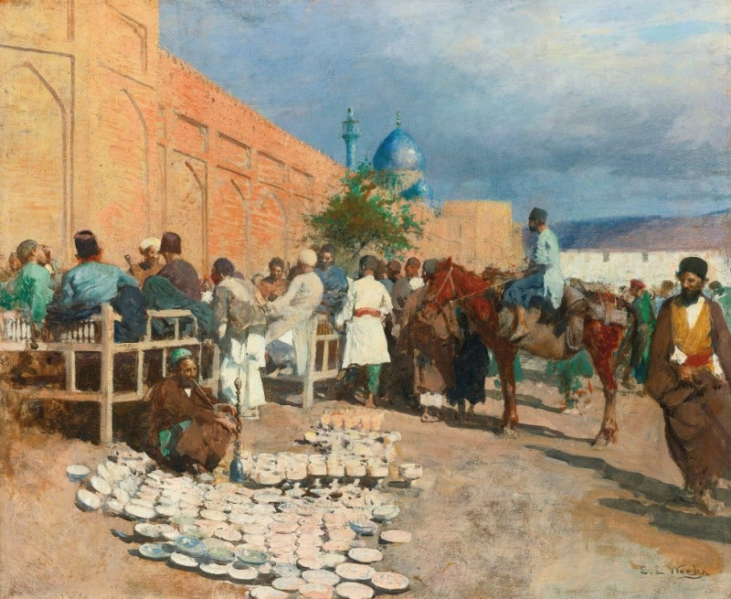 Persian café – the pottery seller reproduction of painting by Edwin Lord Weeks. ALL GICLEE PRINTS