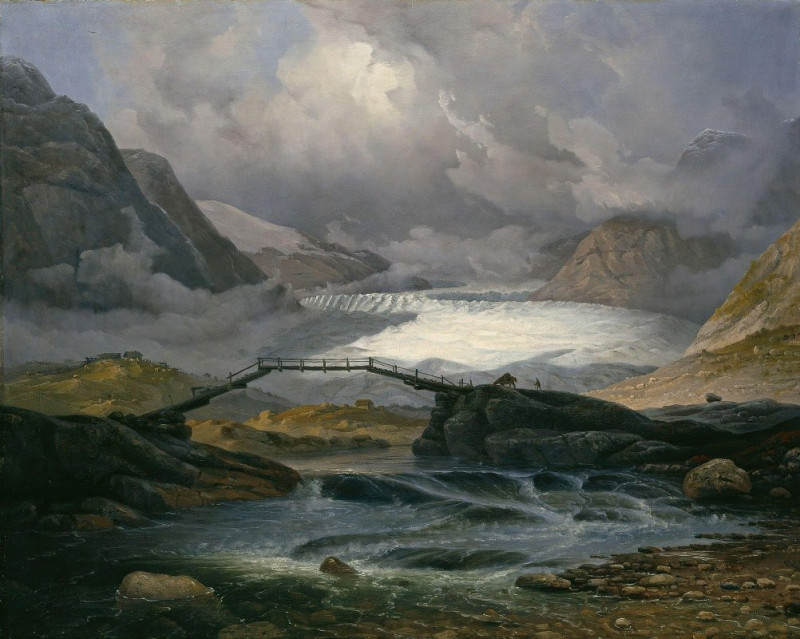 Nigardsbreen i Justedalen (1846) reproduction of painting by Knud Baade. ALL GICLEE PRINTS