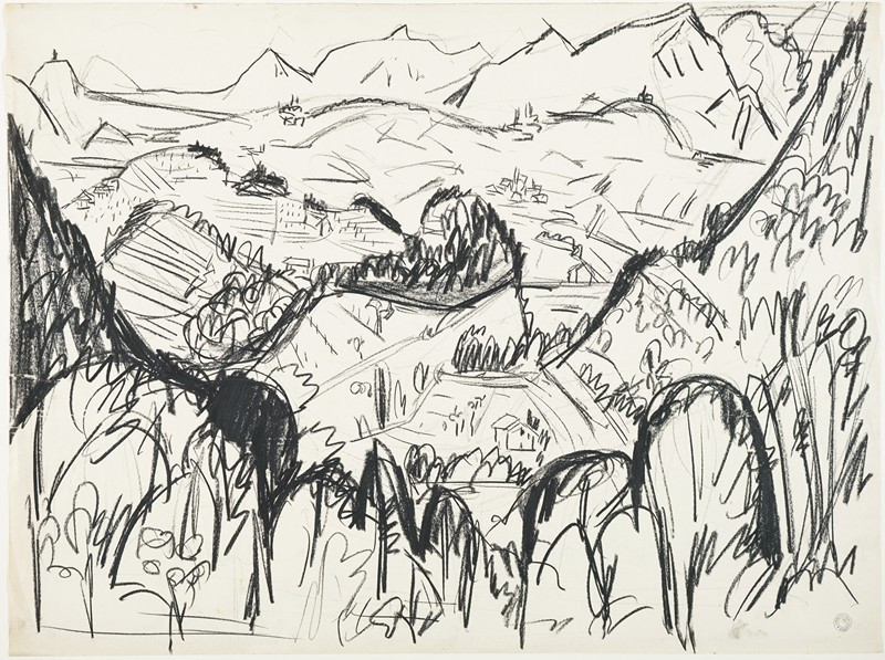 Landschaft im Tessin (1925-1926) reproduction of painting by Hermann Scherer. ALL GICLEE PRINTS