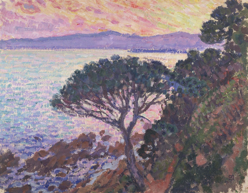 Pine-Tree near the Mediterranean Sea at Sunset (1915) reproduction of painting by Theo van Rysselberghe. ALL GICLEE PRINTS