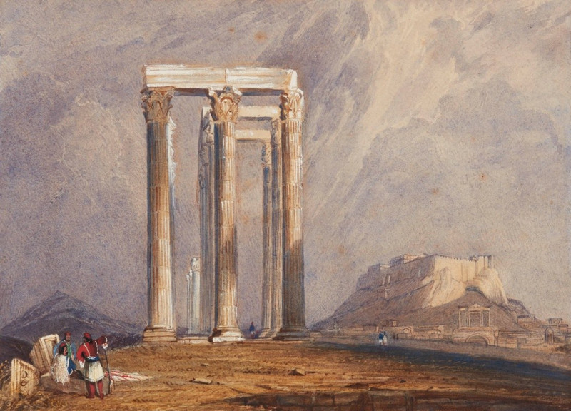 The Temple of Jupiter Olympus, Athens (1832) reproduction of painting by Clarkson Stanfield. ALL GICLEE PRINTS