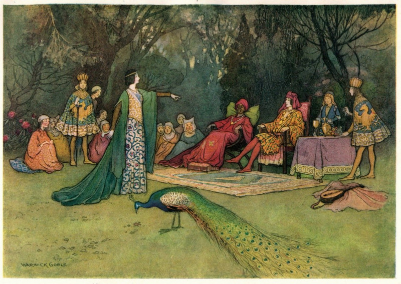 Zoza denouncing the Slave (1911) reproduction of painting by Warwick Goble. ALL GICLEE PRINTS