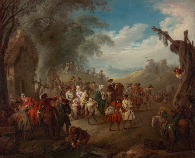 Troops on the March (ca. 1725) reproduction of painting by Jean-Baptiste Pater. ALL GICLEE PRINTS