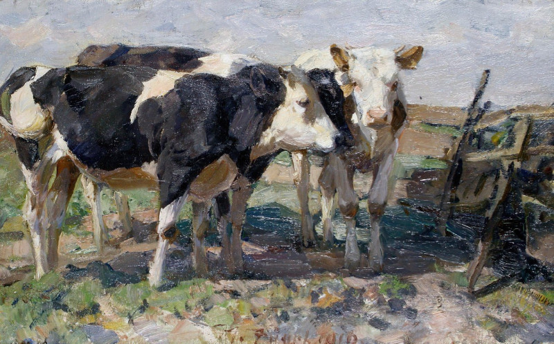 Cows In A Field (1910) reproduction of painting by Heinrich Von Zügel. ALL GICLEE PRINTS