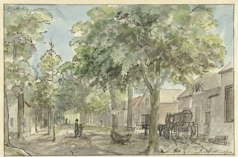 Dorpsstraat in Lage Vuursche (1800) reproduction of painting by Jurriaan Andriessen. ALL GICLEE PRINTS