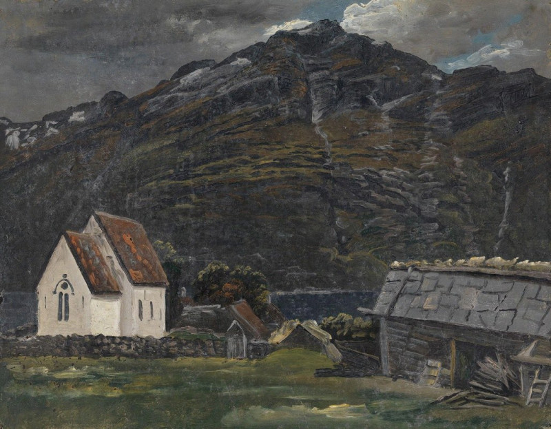 The Church at Ullensvang in Hardanger (1835) reproduction of painting by Knud Baade. ALL GICLEE PRINTS