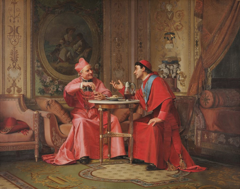 Cardinals’ Friendly Chat (1880) reproduction of painting by Jehan Georges Vibert. ALL GICLEE PRINTS