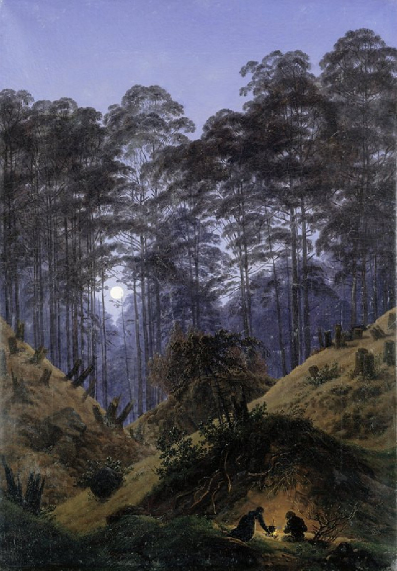 Inside the forest in the moonlight (circa 1823) reproduction of painting by Caspar David Friedrich. ALL GICLEE PRINTS