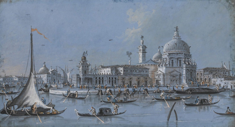 Santa Maria Della Salute, Venice And The Punta Della Dogana reproduction of painting by Giacomo Guardi. ALL GICLEE PRINTS