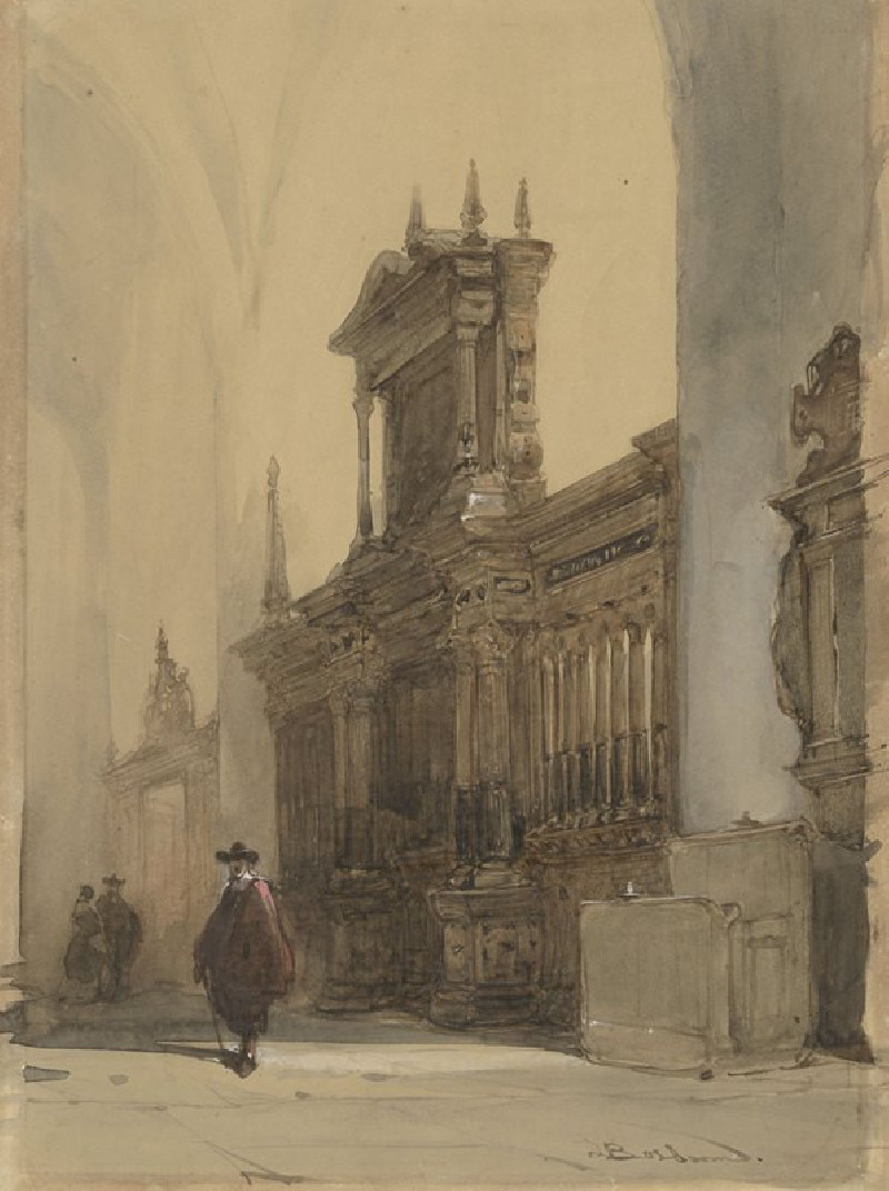 Johannes Bosboom reprodukcija Koorhek van de Nieuwe Kerk, Delft (c. 1850 - 1891), VISOS REPRODUKCIJOS , paveikslai, reprodukc...