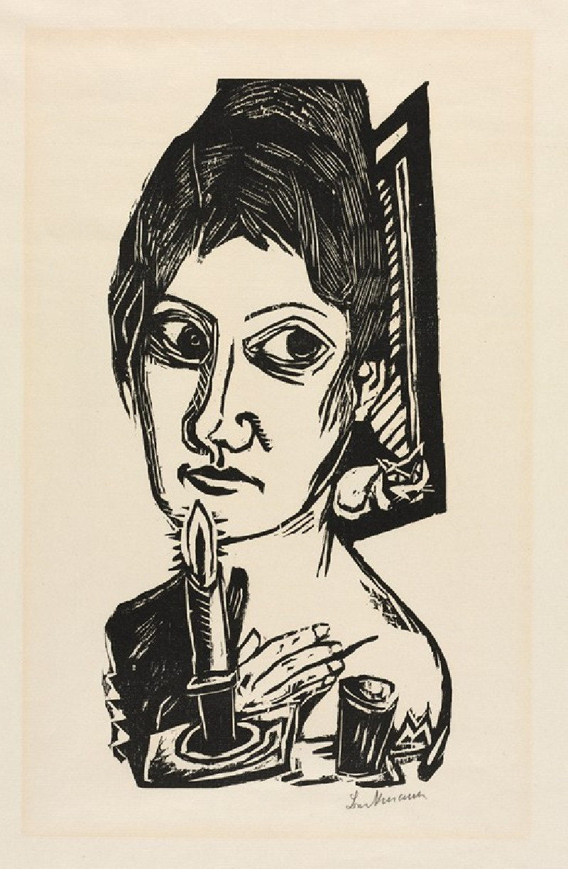 Woman with Candle (1920) reproduction of painting by Max Beckmann. ALL GICLEE PRINTS