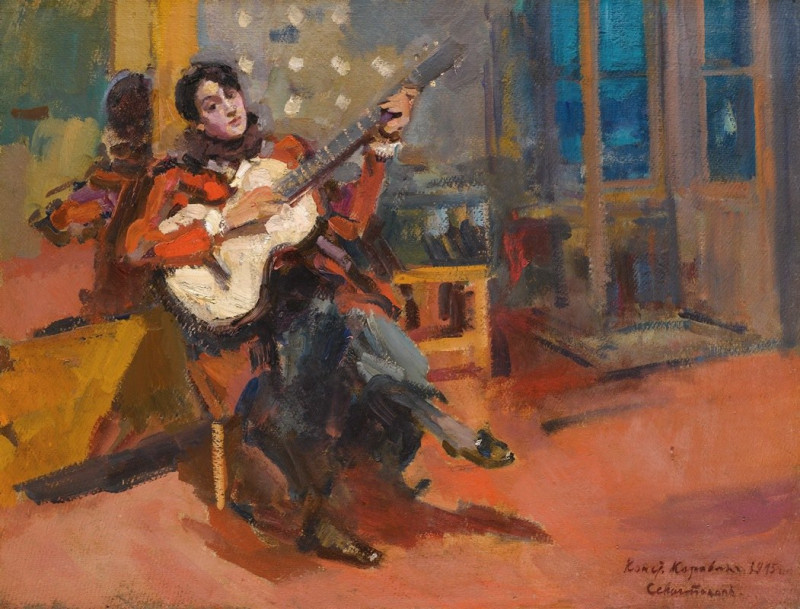 The Guitar Player (1915) reproduction of painting by Konstantin Alexeevich Korovin. ALL GICLEE PRINTS