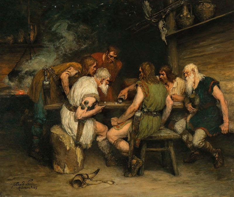 A Game of Dice (1919) reproduction of painting by Ferdinand Leeke. ALL GICLEE PRINTS