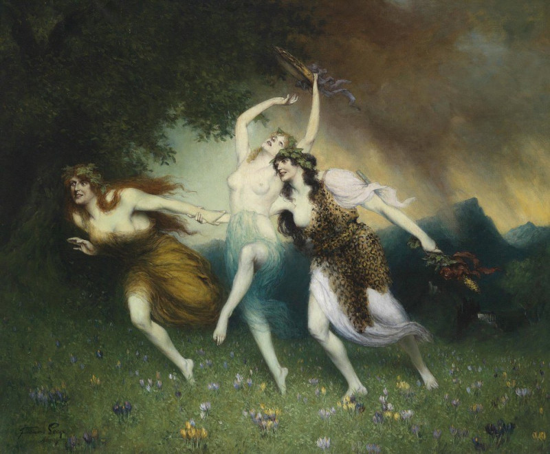 Fliehende Nymphen reproduction of painting by Ferdinand Leeke. ALL GICLEE PRINTS