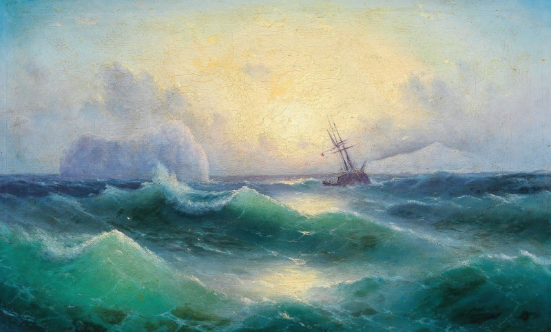 Grigori Ivanovitch Kapustin reprodukcija Stormy sea with an iceberg, VISOS REPRODUKCIJOS , paveikslai, reprodukcijos internetu