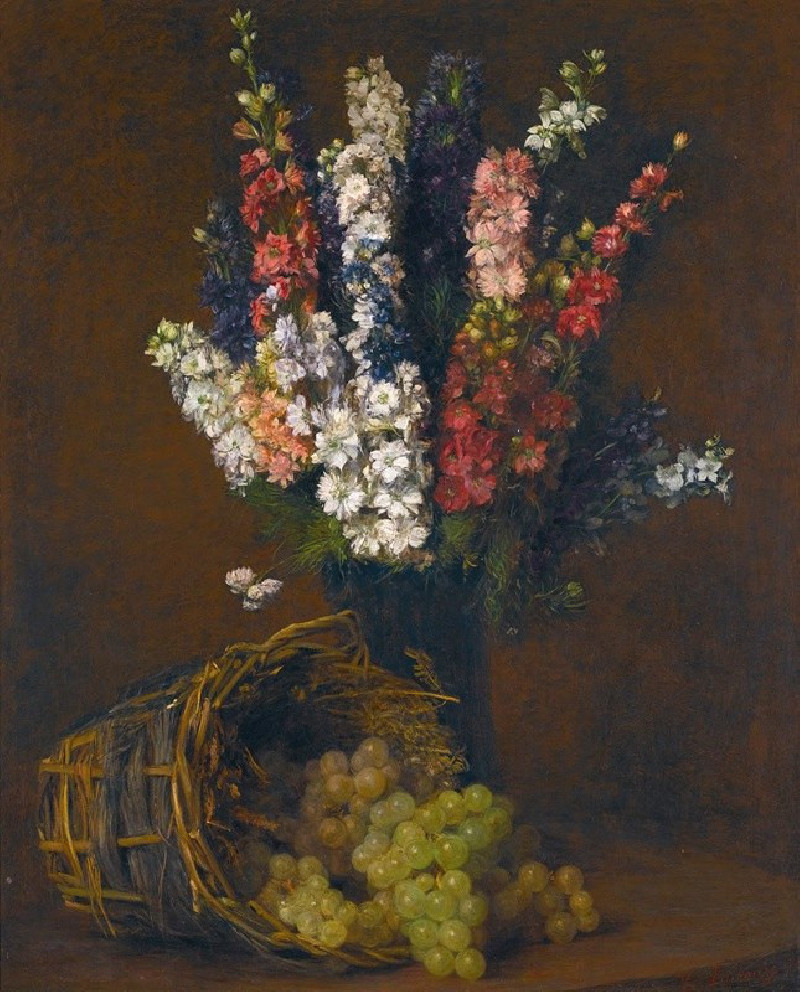 Pieds d’alouette et raisins blancs (1876) reproduction of painting by Victoria Fantin-Latour. ALL GICLEE PRINTS