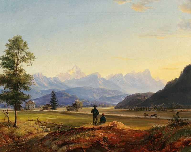 A view of Triglav and Mittagskogel reproduction of painting by Markus Pernhart. ALL GICLEE PRINTS