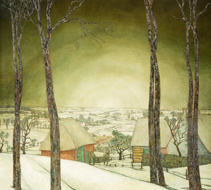 Winter landscape (c. 1926) reproduction of painting by Valerius De Saedeleer. ALL GICLEE PRINTS