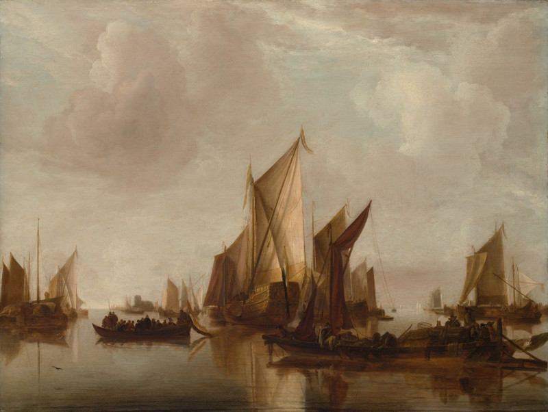 A State Yacht and Other Craft in Calm Water (ca. 1660) reproduction of painting by Jan van de Cappelle. ALL GICLEE PRINTS