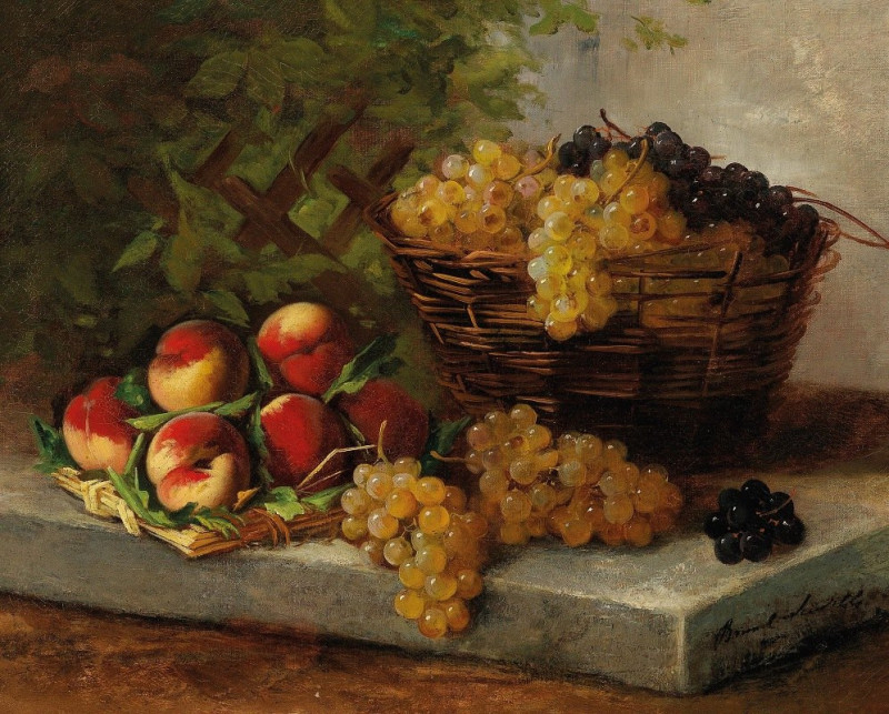 Fruit Still Life reproduction of painting by Arthur-Alfred Brunel de Neuville. Still-life