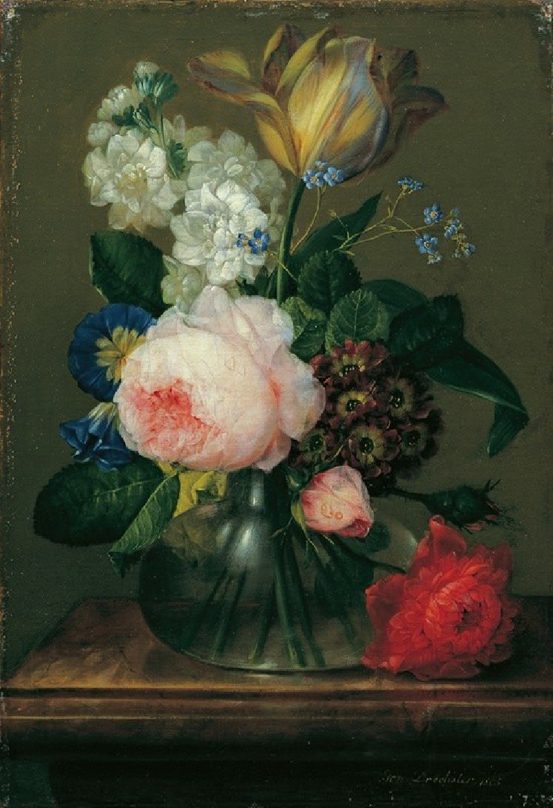 Kleines Blumenstillleben (1805) reproduction of painting by Johann Baptist Drechsler. ALL GICLEE PRINTS