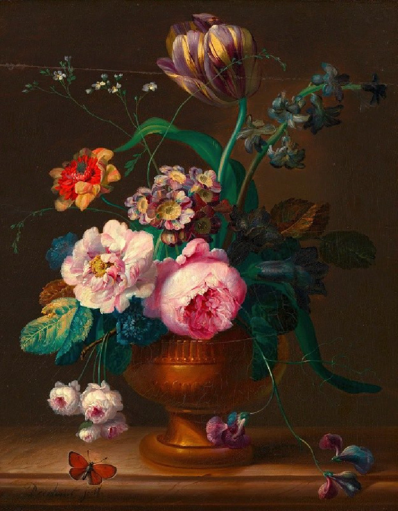 Johann Baptist Drechsler reprodukcija Blumenstillleben in Vase (around 1805), VISOS REPRODUKCIJOS , paveikslai, reprodukcijos...