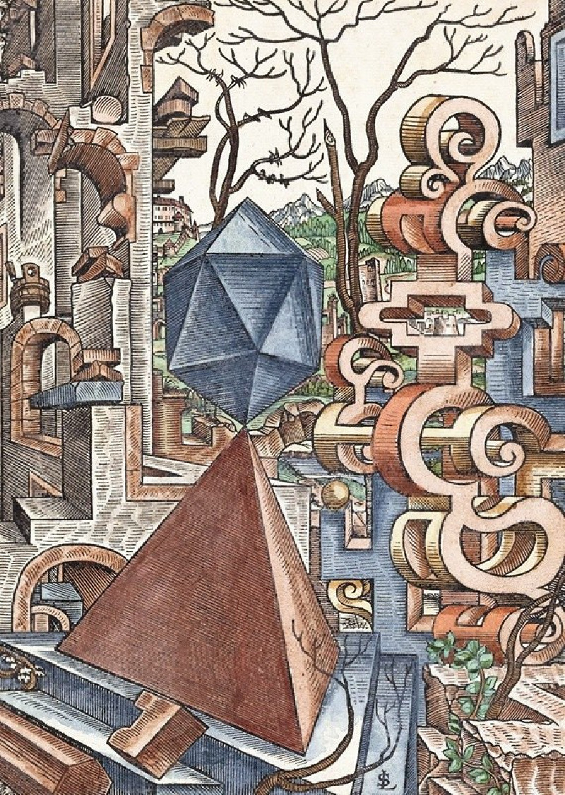 Geometria et Perspectiva Pl 02 (1567) reproduction of painting by Lorenz Stöer. ALL GICLEE PRINTS