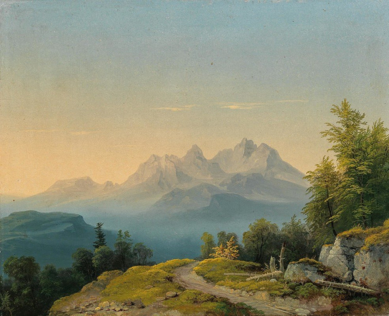 A View of Triglav reproduction of painting by Markus Pernhart. ALL GICLEE PRINTS