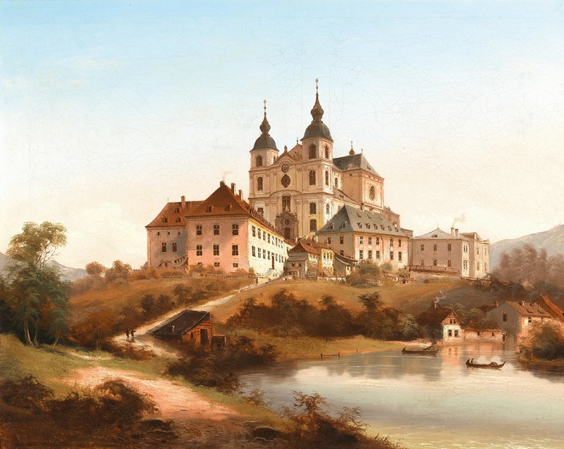 The Pilgrimage Church of Sonntagberg, Lower Austria reproduction of painting by Johann Wilhelm Jankowsky. ALL GICLEE PRINTS