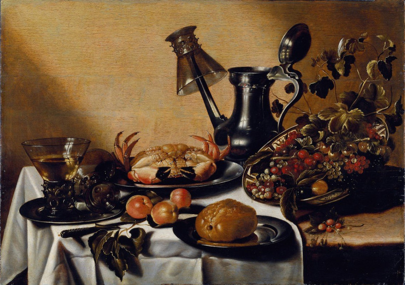 reprodukcija Still Life with Crab and Fruit, Natiurmortas , paveikslai, reprodukcijos internetu