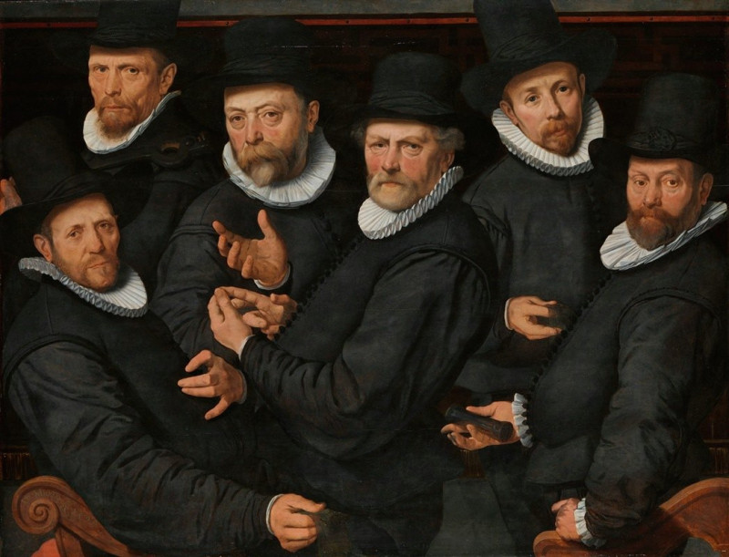 Six Wardens of the Drapers’ Guild (1599) reproduction of painting by Pieter Pietersz.. ALL GICLEE PRINTS