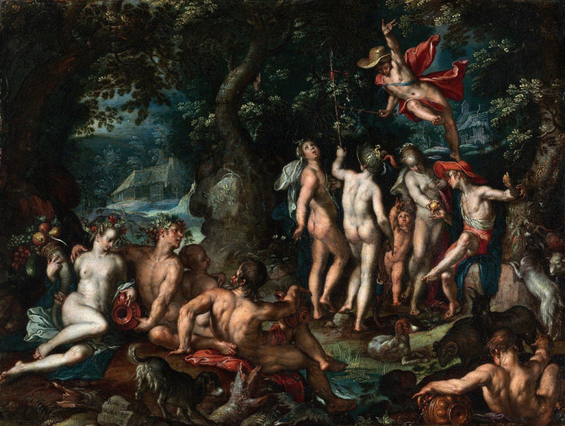 The Judgment of Paris (1602) reproduction of painting by Joachim Wtewael. ALL GICLEE PRINTS