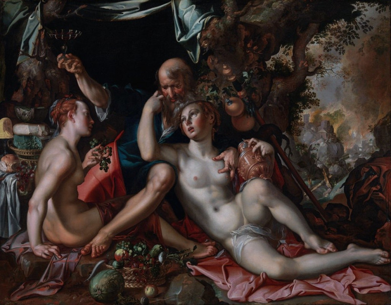 Lot and His Daughters (circa 1597-1600) reproduction of painting by Joachim Wtewael. ALL GICLEE PRINTS