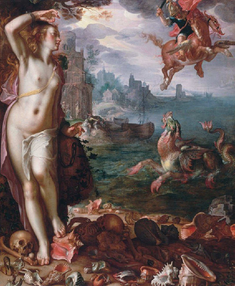 Perseus Releases Andromeda (1611) reproduction of painting by Joachim Wtewael. ALL GICLEE PRINTS