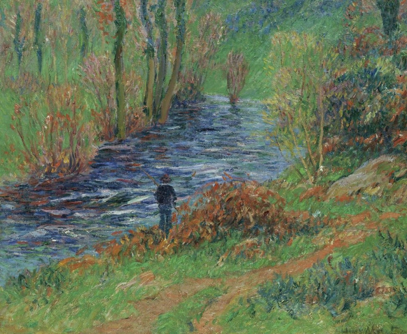 Pêcheur Au Bord De La Rivière (circa 1904-05) reproduction of painting by Henry Moret. ALL GICLEE PRINTS